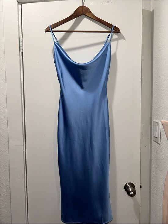 Meshki Dresses & Skirts - Meshki Satin Cowl Slip Midi Dress in Sky Blue